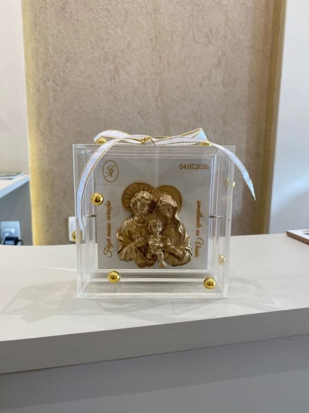 Mini Porta-alianças Sagrada Família Busto Dourado